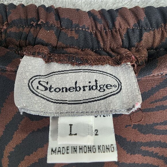 Womens Stonebridge Brown & Black Zebra Print Midi Skirt Polyester Size L - Picture 3 of 9